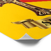 Affiche Drapeau sicilien et Crucifix de Sicile (Coin)