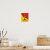 Affiche Drapeau sicilien et Crucifix de Sicile (Cuisine)