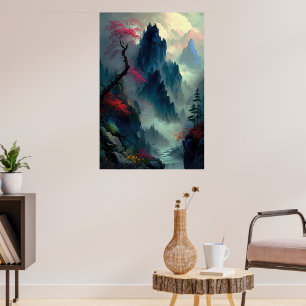 Affiche Dreamy Misty Mountain Landscape