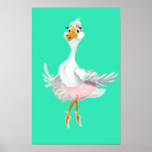 Affiche drôle avec Canard Ballerine - Peinture