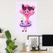Affiche drôle avec Cochon de Fête Joyeux - Peintur (Bureau à domicile)
