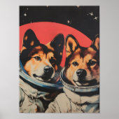 Affiche drôle Chien dans l'espace Impression Rétro (Devant)
