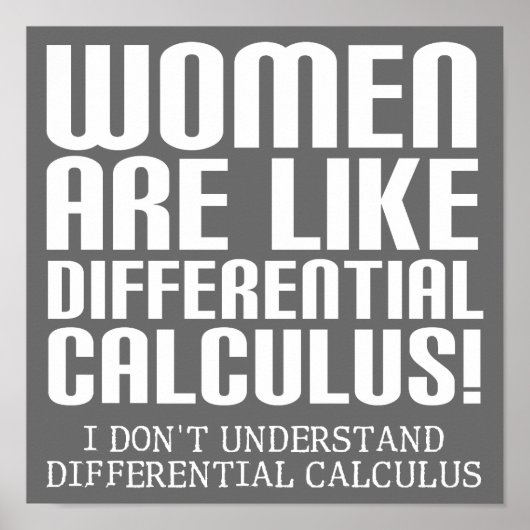 Affiche drôle de calcul différentiel pour femmes (Devant)