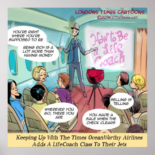 Affiche drôle de la classe LifeCoach Airlines (Devant)