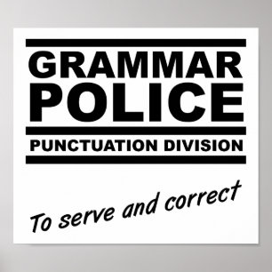 Affiche drôle de la police de grammaire