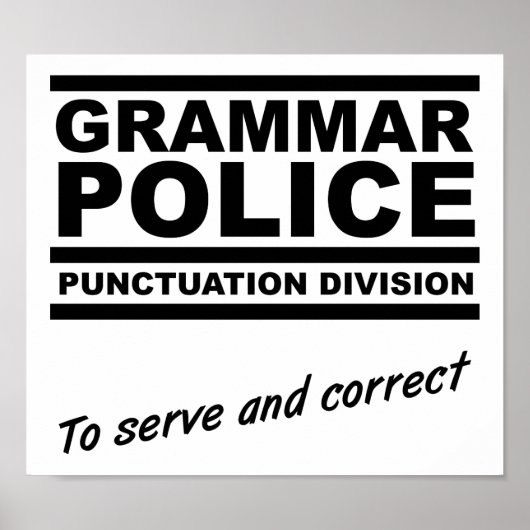 Affiche drôle de la police de grammaire (Devant)