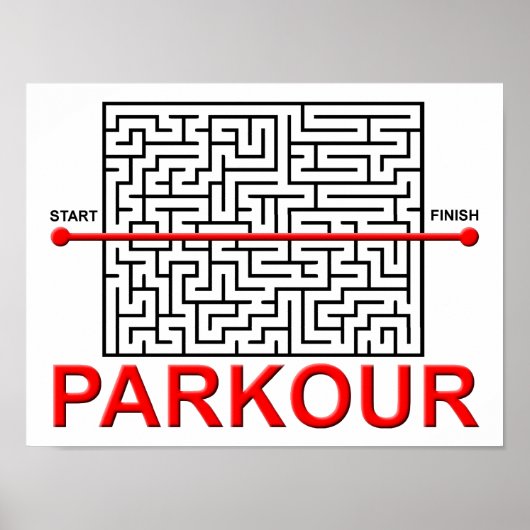 Affiche drôle de labyrinthe de parkour (Devant)
