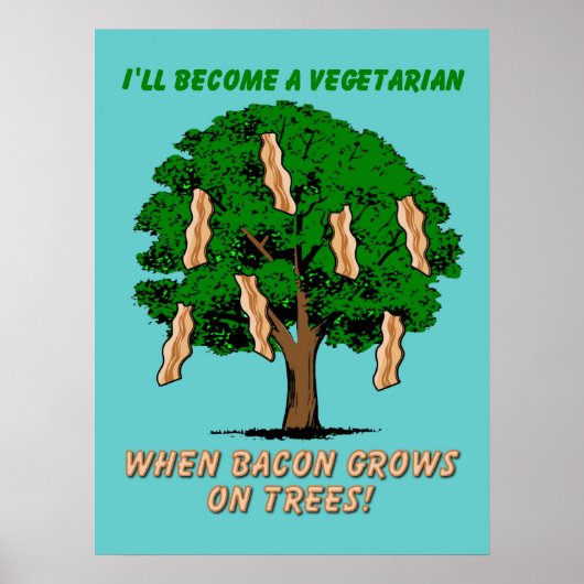 Affiche drôle de l'arbre à bacon Signe humour Post (Devant)