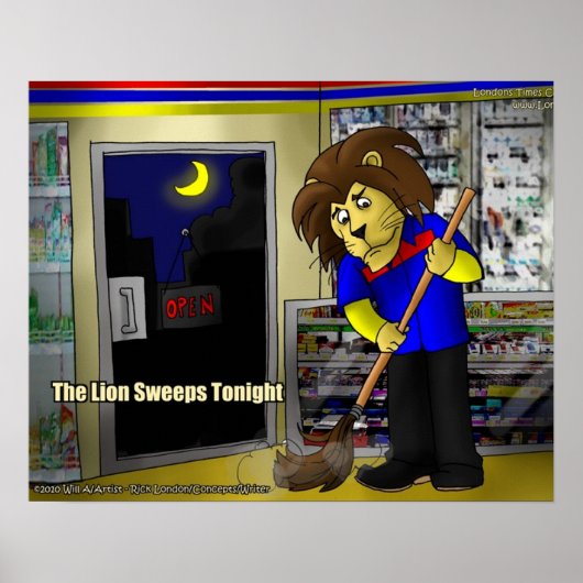 Affiche drôle de Lion Sweeps Tonight par les caric (Devant)