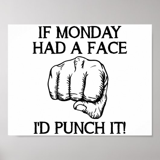 Affiche drôle de lundi à punch (Devant)