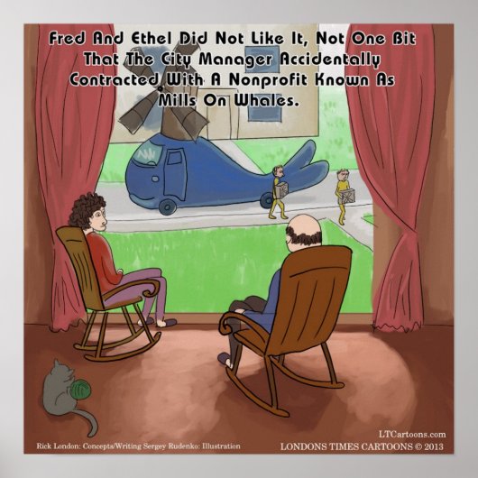 Affiche drôle de Mills sur les baleines (Devant)