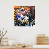 Affiche drôle de motard à la dinde (Cuisine)