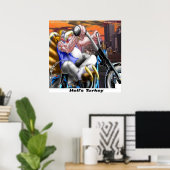 Affiche drôle de motard à la dinde (Bureau à domicile)