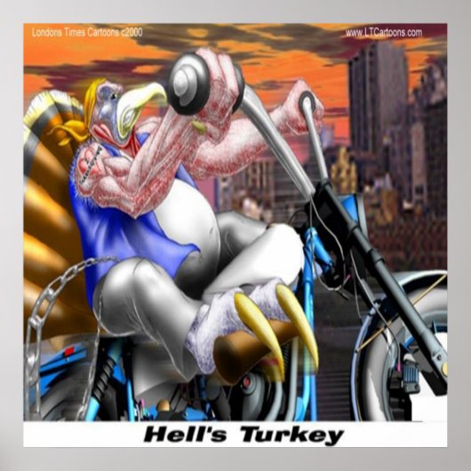 Affiche drôle de motard à la dinde (Devant)