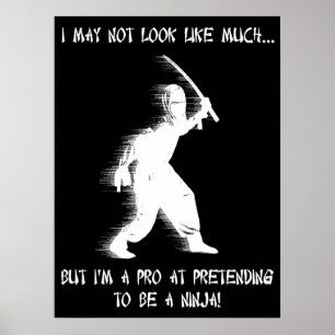 Affiche drôle de ninja prétendant à l'humour