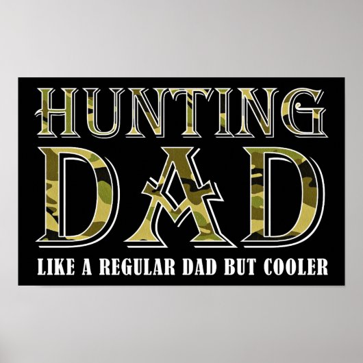 Affiche drôle de papa chasseur noir (Devant)
