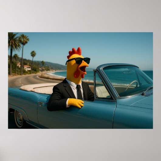 Affiche drôle de poulet en caoutchouc (Devant)
