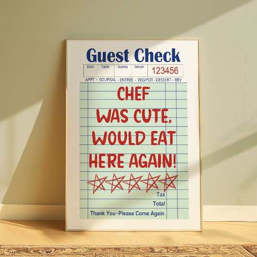 Affiche drôle de reçu de client rétro : le chef ét