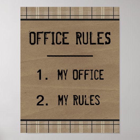 Affiche drôle de règles de bureau (Devant)