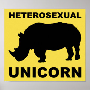 Affiche drôle de rhinocéros licorne hétérosexuel