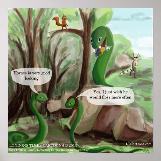 Affiche drôle de serpent et souris (Devant)