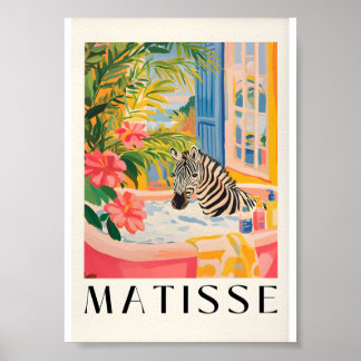Affiche drôle de Zèbre dans la baignoire, Art mura