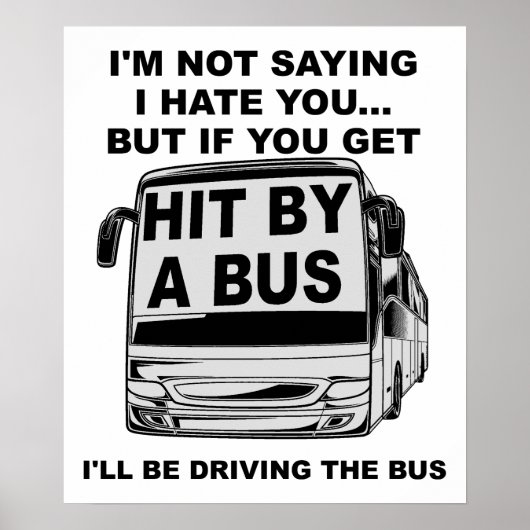 Affiche drôle frappé par un bus (Devant)