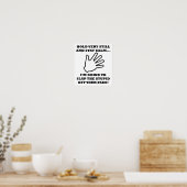 Affiche drôle gifle à la stupidité (Cuisine)