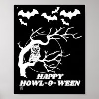 affiche drôle "HAPPY HOWL-O-WEEN"