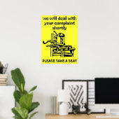 Affiche drôle humour Prendre un siège (Bureau à domicile)