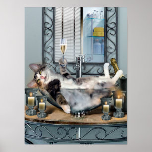 Affiche drôle Kitty pompette d'animal familier