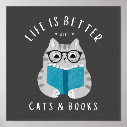 Affiche drôle La vie est meilleure avec des chats (Devant)
