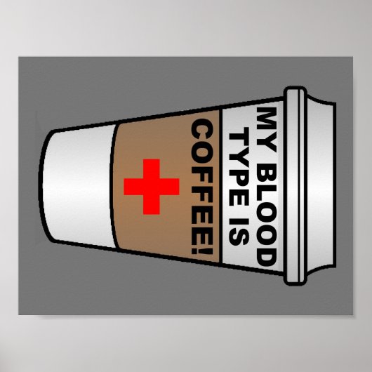 Affiche drôle sur le café et les groupes sanguins (Devant)
