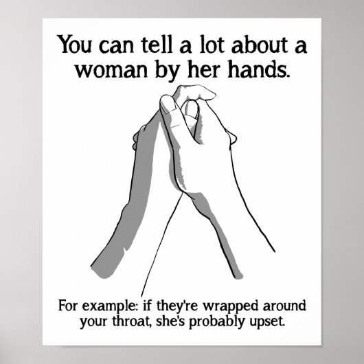 Affiche drôle sur les mains de femme (Devant)