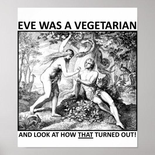 Affiche drôle végétarienne Ève (Devant)