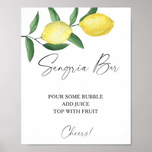 Affiche du bar à sangria - citron d'agrumes à l'aq (Devant)