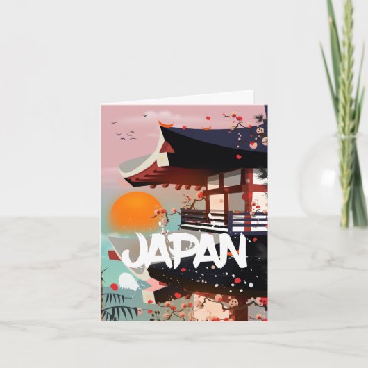 Affiche du bâtiment japonais au soleil couchant (Devant)