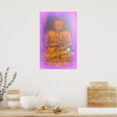 affiche du bouddha assis à l'aura violette (Cuisine)