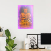 affiche du bouddha assis à l'aura violette (Bureau à domicile)