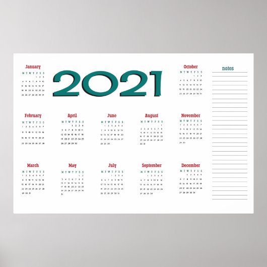 Affiche du calendrier 2021 (Devant)