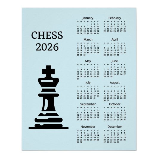 Affiche du calendrier 2026 du roi de pièce d'échec (Devant)