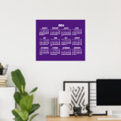 Affiche du calendrier annuel violet 2024 (Bureau à domicile)