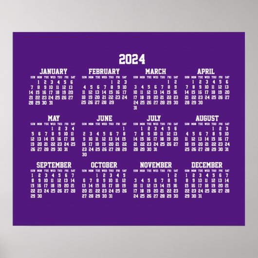 Affiche du calendrier annuel violet 2024 (Devant)