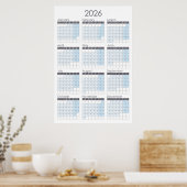 Affiche du calendrier de l'année verticale 2026 (Cuisine)