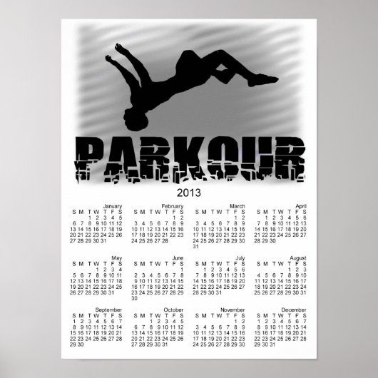 Affiche du calendrier de l'athlète Parkour 2013 (Devant)