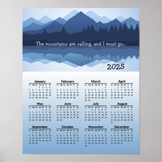 Affiche du calendrier de réflexions de Blue Mounta (Devant)