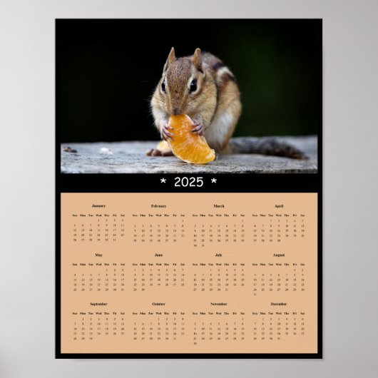 Affiche du calendrier du mur de Chipmunk 2025 (Devant)