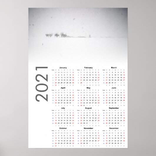 Affiche du calendrier paysage neigeux 2021 (Devant)
