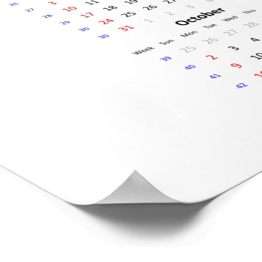 Affiche du calendrier Wasp 2022 - Début dimanche (Coin)