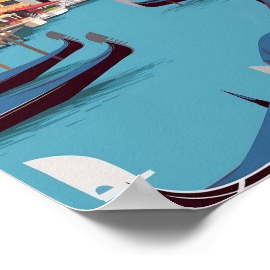 Affiche du canal de Venise - Scène Vectorielle Pla (Coin)